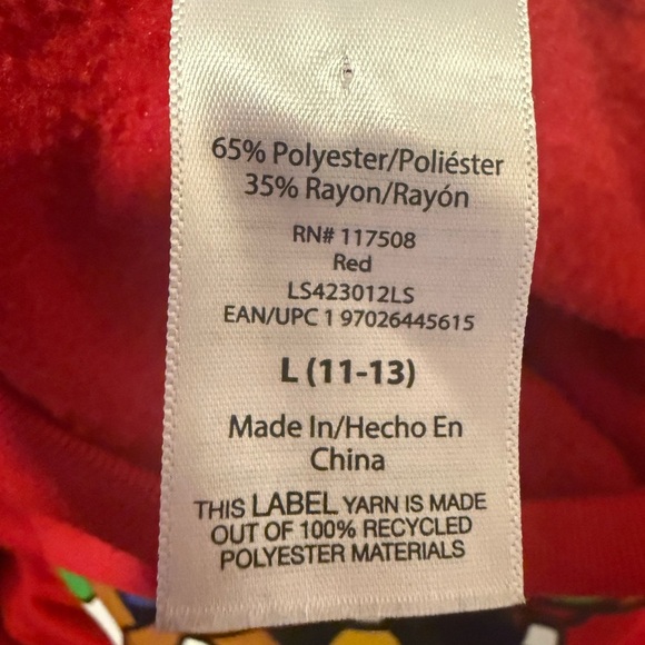 Disney Mickey Mouse Christmas Lights Red Sweatshirt Adult M/L (Tagged Youth L) - Picture 3 of 7